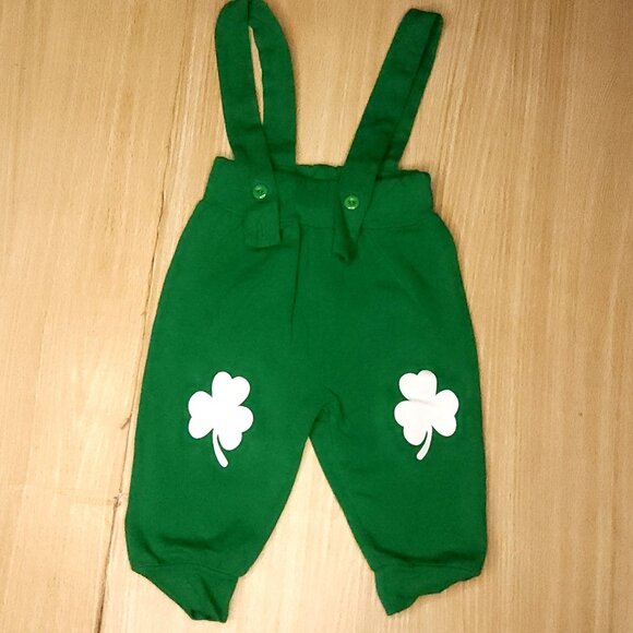 Unbranded Infant Boys Green Knit St. Patrick's Day Overalls 3-6 Months - Picture 1 of 4
